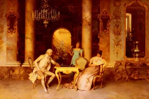 The Chess Game by Francesco Beda - Oil Painting Reproduction