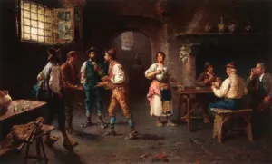 A Lively Discussion by Francesco Bergamini - Oil Painting Reproduction