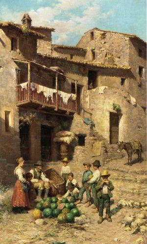 The Watermelon Vendor Oil painting by Francesco Bergamini