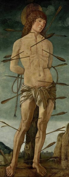 St Sebastian  by Francesco Bonsignori - Hand-Painted Oil Painting Reproduction