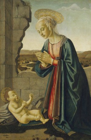Madonna Adoring the Christ Child by Francesco Botticini Oil Painting