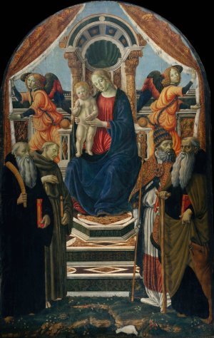 Madonna and Child Enthroned with Saints and Angels by Francesco Botticini Oil Painting