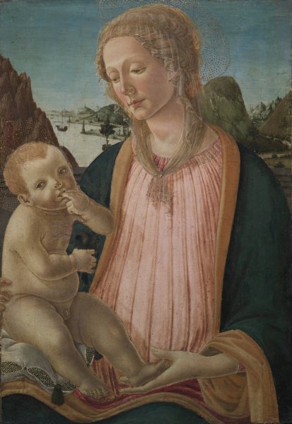Madonna and Child  by Francesco Botticini - Hand-Painted Oil Painting Reproduction