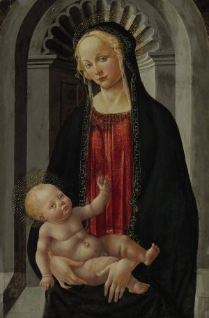 The Madonna and Child enthroned in a niche by Francesco Botticini Oil Painting