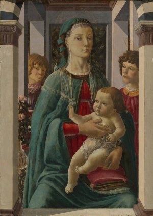 Virgin and Child with Two Angels by Francesco Botticini Oil Painting