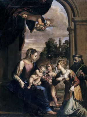 Madonna and Child with Sts Catherine and Francis by Francesco Brizio Oil Painting