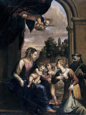 Madonna and Child with Sts Catherine and Francis Oil painting by Francesco Brizio