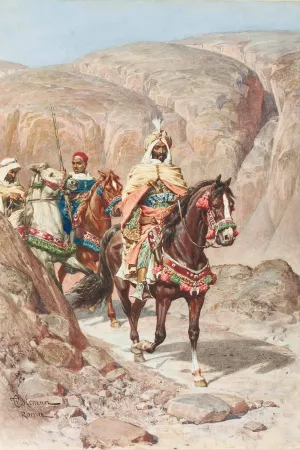Riders on a rocky pass by Francesco Coleman Oil Painting