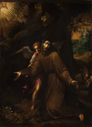 The Ecstasy Of St Francis by Francesco Da Castello Oil Painting