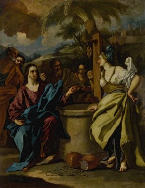 Christ and the Samaritan Woman at the Well by Francesco De Mura Oil Painting
