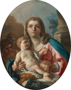 Madonna and Child with the Infant Saint John the Baptist by Francesco De Mura Oil Painting