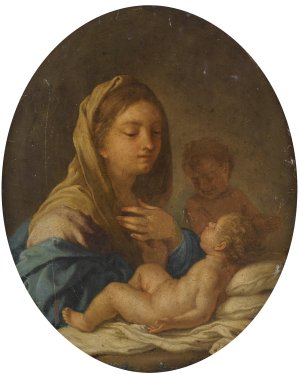 The Madonna And Child With The Infant Saint John The Baptist by Francesco De Mura Oil Painting
