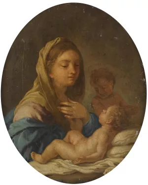 The Madonna And Child With The Infant Saint John The Baptist by Francesco De Mura Oil Painting