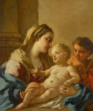 The Virgin and Child with the Infant Saint John the Baptist by Francesco De Mura Oil Painting