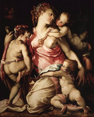 Charity by Francesco De' Rossi Oil Painting