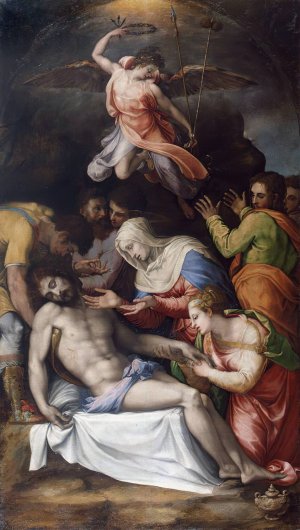 Lamentation over the Dead Christ by Francesco De' Rossi Oil Painting