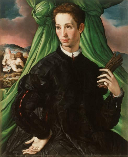 Portrait of a Florentine Nobleman  by Francesco De' Rossi - Hand-Painted Oil Painting Reproduction