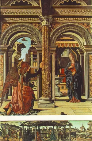 Annunciation and Nativity Altarpiece of Observation by Francesco Del Cossa Oil Painting