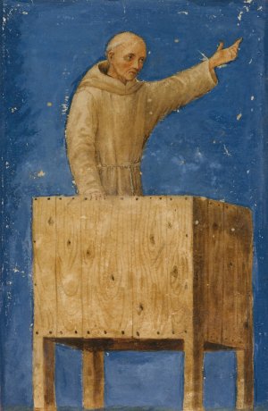 Saint Bernardino Preaching from a Pulpit by Francesco Di Giorgio Martini Oil Painting
