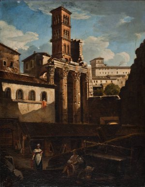 The Ruined Temple Of Mars Ultor, Rome by Francesco Diofebi Oil Painting