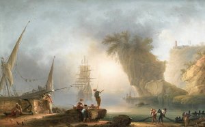 Mediteranean view at daybreak by Francesco Fidanza Oil Painting