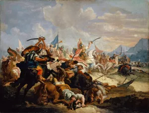 Joshua Lets The Sun Stand Still In The Battle Of The Amorites by Francesco Fontebasso Oil Painting