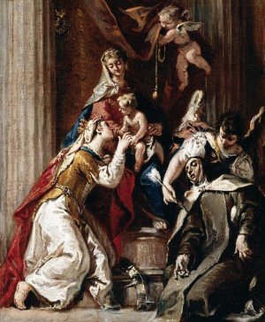 Mystic Marriage of St Catherine with St Therese by Francesco Fontebasso Oil Painting