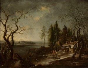 Winter landscape by Francesco Foschi Oil Painting