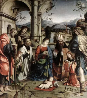 Adoration of the Child by Francesco Francia Oil Painting