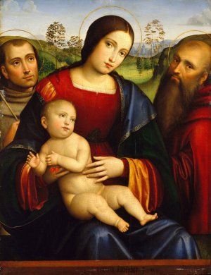Madonna and Child with Saints Francis and Jerome by Francesco Francia Oil Painting