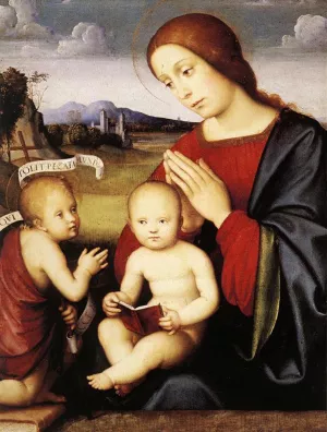 Madonna and Child with the Infant St John the Baptist by Francesco Francia - Oil Painting Reproduction