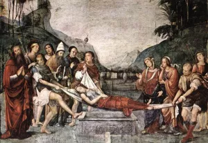 The Burial of St Cecily by Francesco Francia Oil Painting
