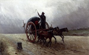 The Horses And Trap by Francesco Giovanni Mancini Oil Painting