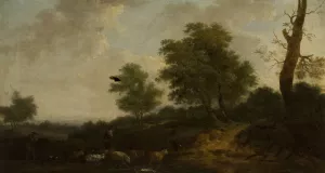 Forest landscape by Francesco Giuseppe Casanova Oil Painting