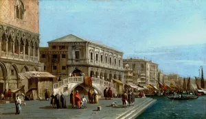 A View of the Molo and the Riva degli Schiavone in Venice by Francesco Guardi Oil Painting