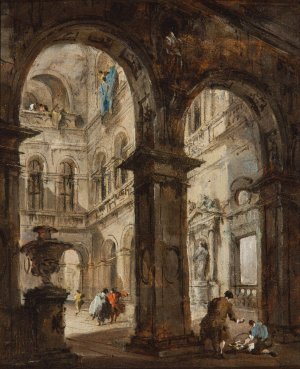 An architectural capriccio by Francesco Guardi Oil Painting