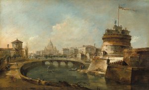 Fanciful View of the Castel Sant'Angelo, Rome by Francesco Guardi Oil Painting