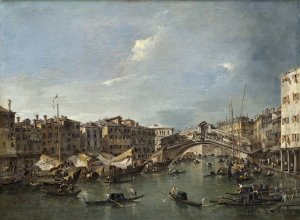 Grand Canal with the Rialto Bridge, Venice by Francesco Guardi Oil Painting