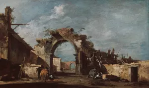 Ruined Archway by Francesco Guardi Oil Painting