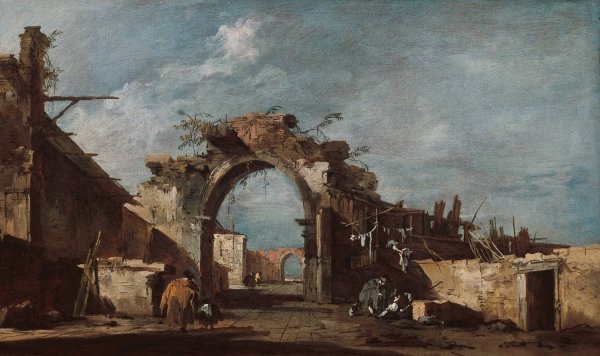 Ruined Archway  by Francesco Guardi - Hand-Painted Oil Painting Reproduction