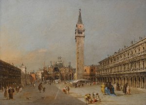 The Piazza San Marco With The Basilica And Campanile by Francesco Guardi Oil Painting