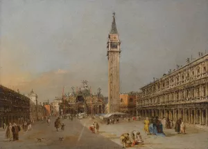The Piazza San Marco With The Basilica And Campanile by Francesco Guardi Oil Painting