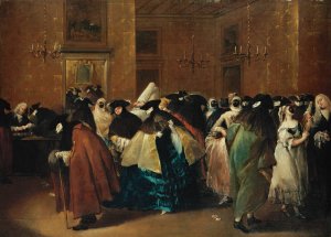 The Ridotto In Venice With Masked Figures Conversing by Francesco Guardi Oil Painting