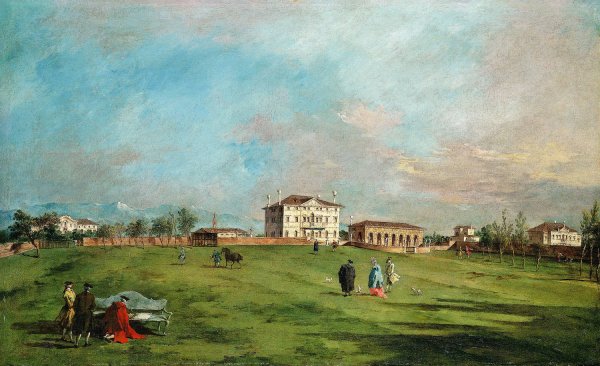 The Villa Loredan, Paese  by Francesco Guardi - Hand-Painted Oil Painting Reproduction