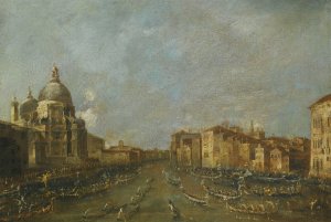 Venice, A Festival On The Grand Canal Near Santa Maria Della Salute by Francesco Guardi Oil Painting