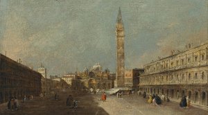 Venice, A View Of Piazza San Marco Looking East Towards The Basilica by Francesco Guardi Oil Painting