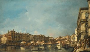 Venice, A View Of The Rialto Bridge, Looking North, From The Fondamenta Del Carbon by Francesco Guardi Oil Painting
