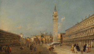 Venice, Piazza San Marco With The Basilica And The Campanile by Francesco Guardi Oil Painting