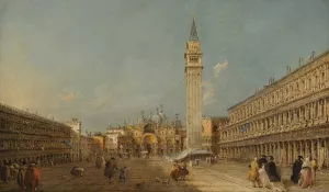 Venice, Piazza San Marco With The Basilica And The Campanile Oil painting by Francesco Guardi