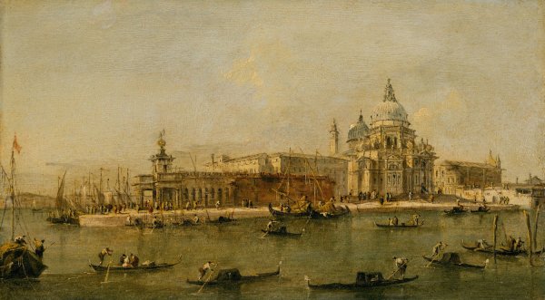 Venice; The Dogana and Santa Maria della Salute by Francesco Guardi - Hand-Painted Oil Painting Reproduction